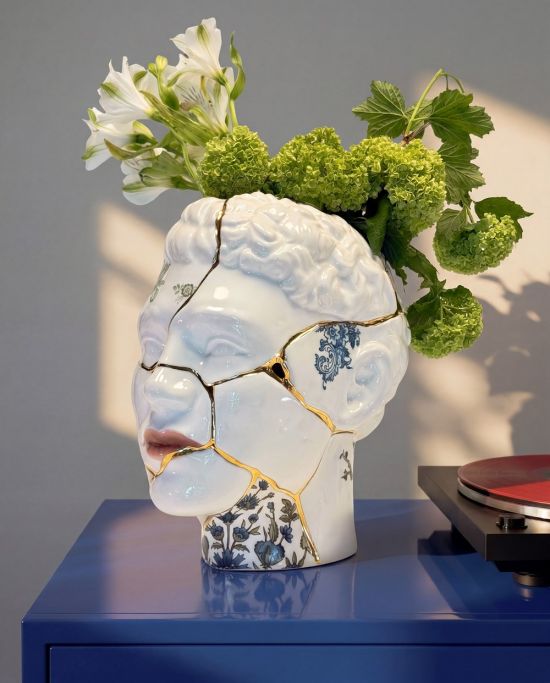 Ваза Seletti, 09947_HIM Kintsugi Heads HIM